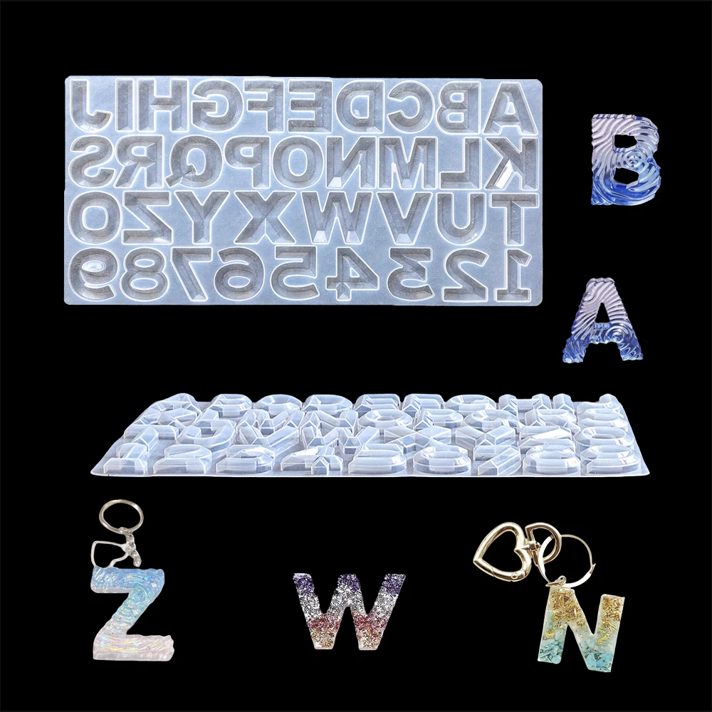1pc 26 English letters and numbers silicone mold, used for epoxy resin casting DIY keychain pendant earrings jewelry