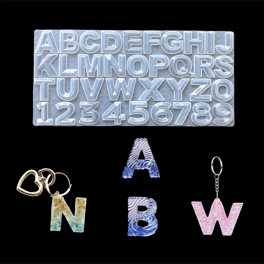 1pc 26 English letters and numbers silicone mold, used for epoxy resin casting DIY keychain pendant earrings jewelry