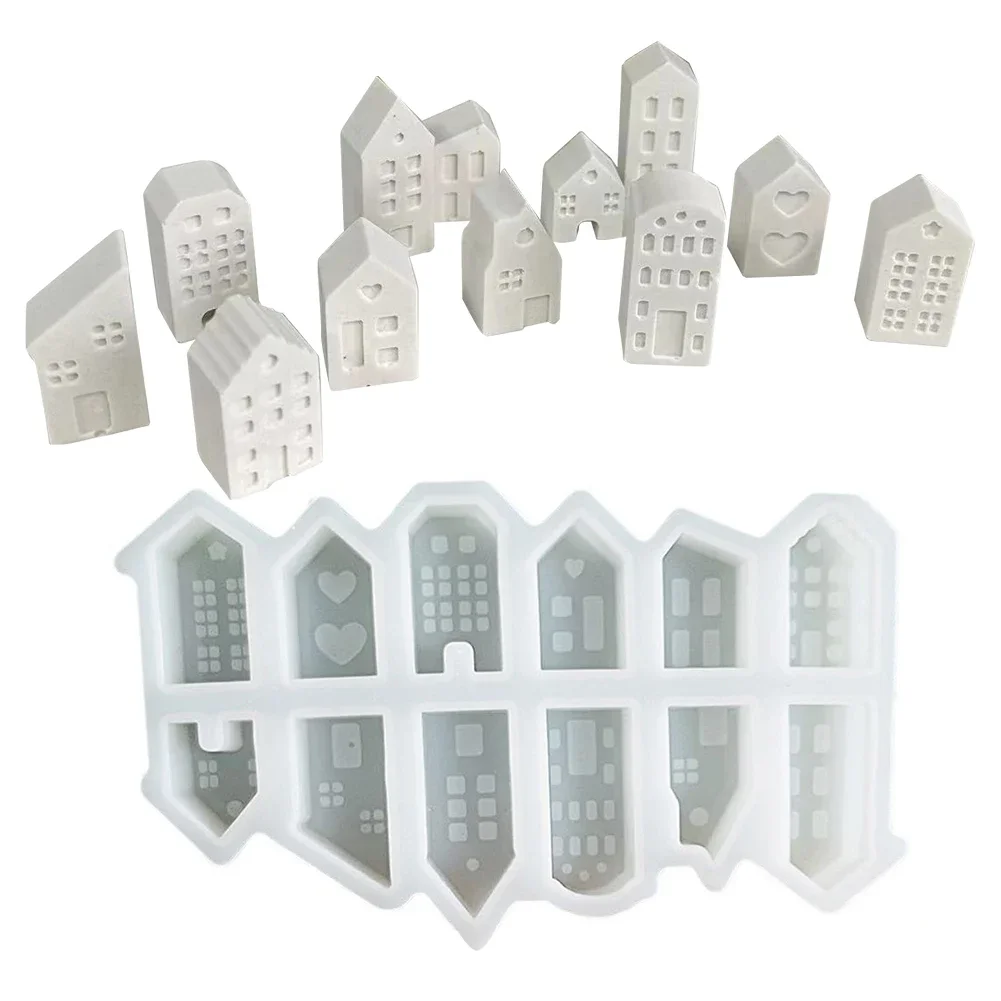 House Shaped Silicone Mold, Reusable DIY Handmade Candlestick Mould For Epoxy Resin Gypsum Tabletop Home Decoration