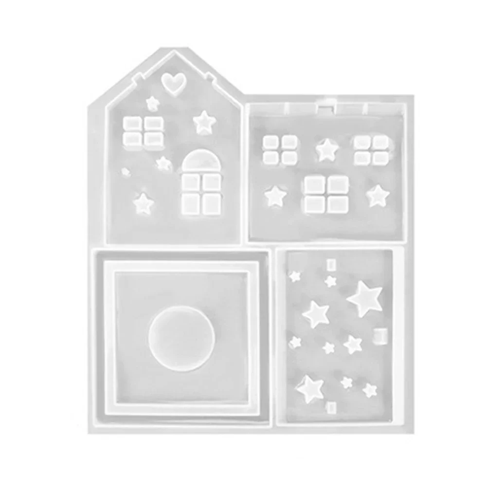 House Shaped Silicone Mold, Reusable DIY Handmade Candlestick Mould For Epoxy Resin Gypsum Tabletop Home Decoration
