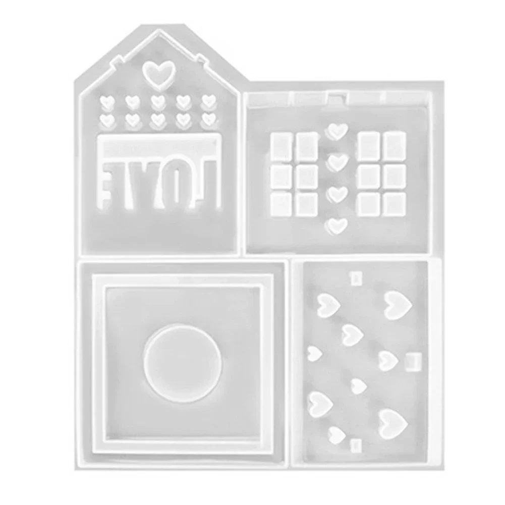House Shaped Silicone Mold, Reusable DIY Handmade Candlestick Mould For Epoxy Resin Gypsum Tabletop Home Decoration