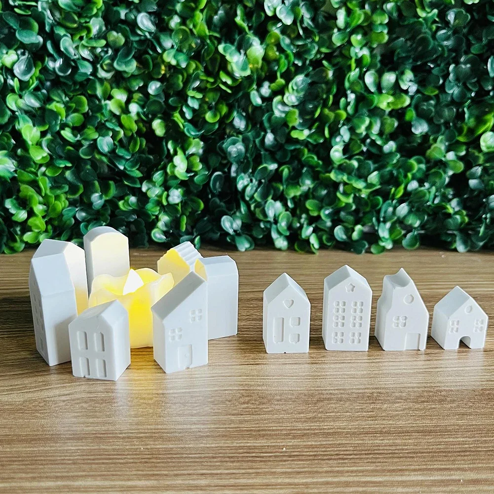 House Shaped Silicone Mold, Reusable DIY Handmade Candlestick Mould For Epoxy Resin Gypsum Tabletop Home Decoration