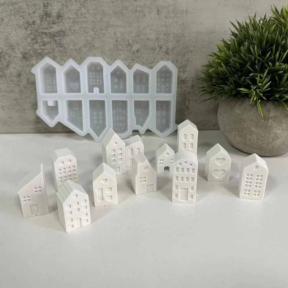 House Shaped Silicone Mold, Reusable DIY Handmade Candlestick Mould For Epoxy Resin Gypsum Tabletop Home Decoration