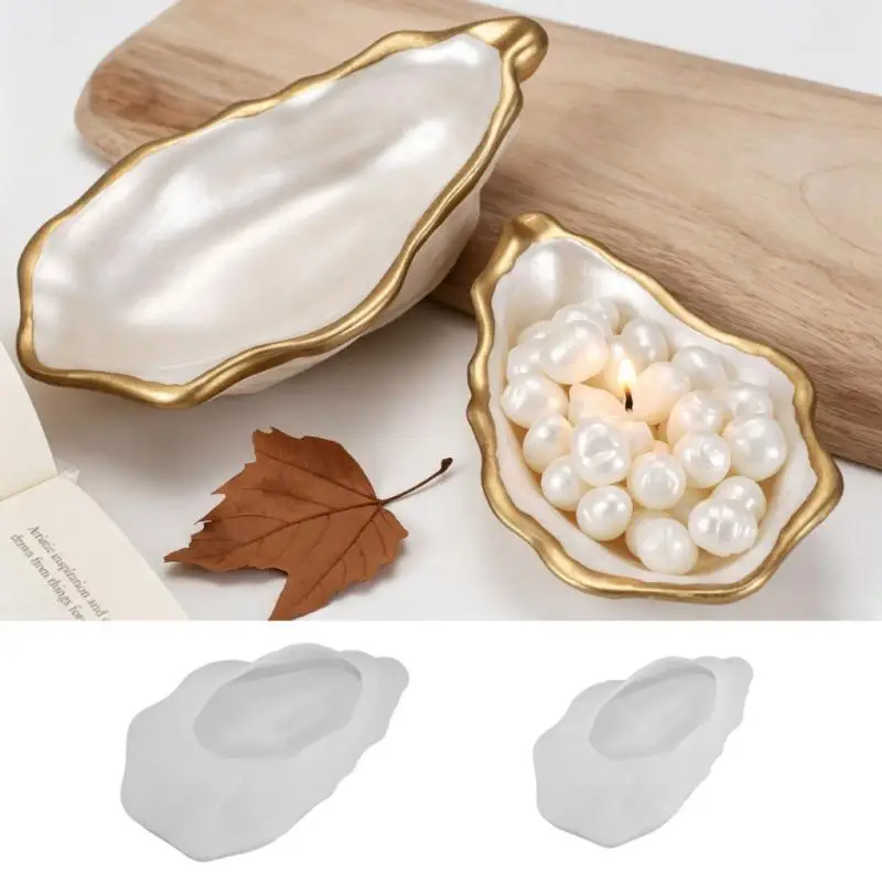 【O】Oyster Shell Silicone Edge Pearl Candle Mould DIY Plaster Jewelry Tray Making Molds Handmade Gift Resin Casting Mold