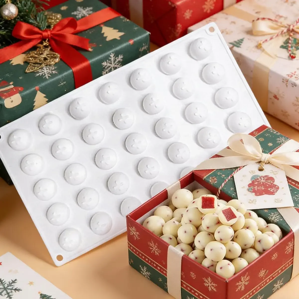 3D Mini Round Ball Silicone Molds for Mousse Cake,35 Cavity Pudding Mold for Baking Pastry, Ice Cream, Candy Ice Jelly Pop Maker