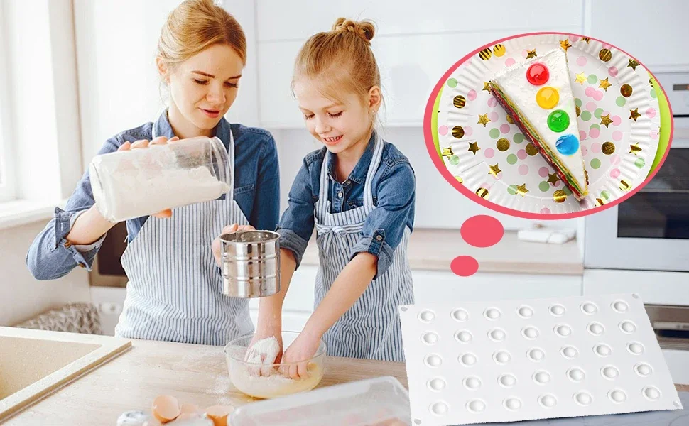 3D Mini Round Ball Silicone Molds for Mousse Cake,35 Cavity Pudding Mold for Baking Pastry, Ice Cream, Candy Ice Jelly Pop Maker