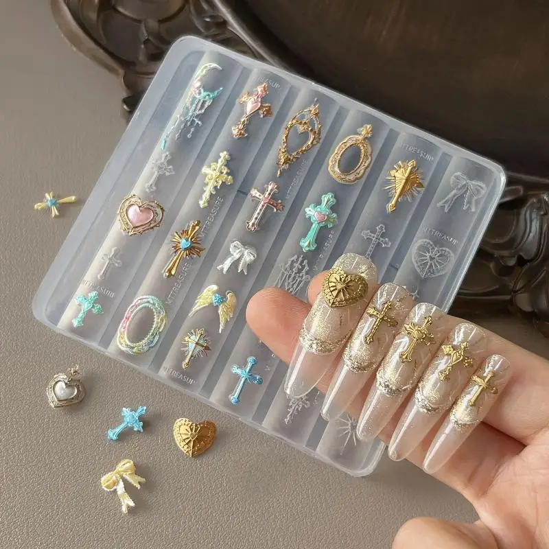 1Pcs New Baroque Nail Art Silicone Mold With Vintage Cross Relief DIY 3D Engraving Tool