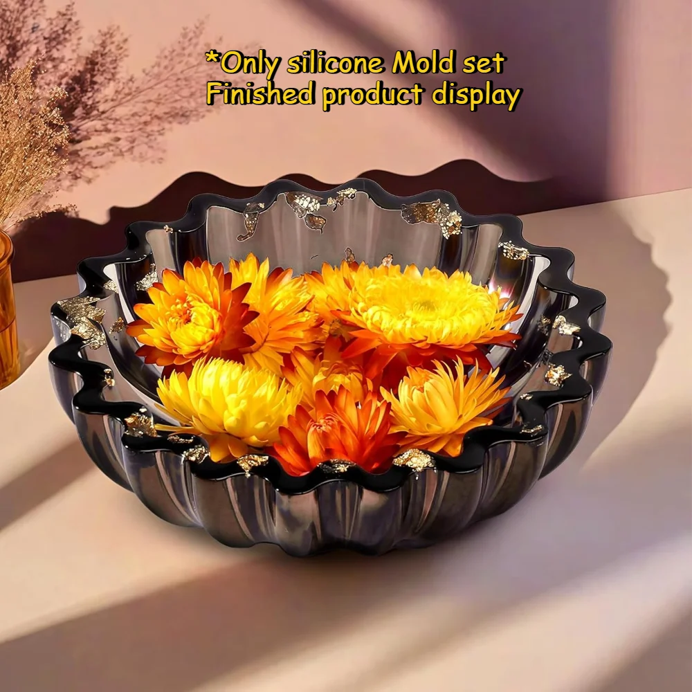 Bowl Resin Storage Box Silicone Mold, Unique Container for Jewelry Holder Candle Vessel Epoxy Resin Concrete Cement DIY Art