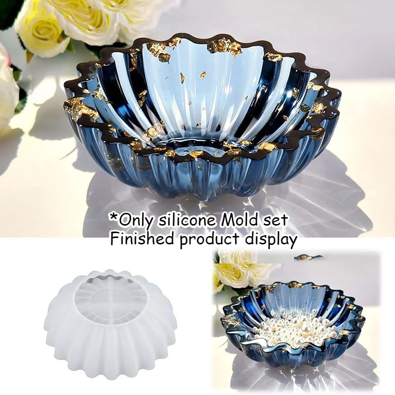 Bowl Resin Storage Box Silicone Mold, Unique Container for Jewelry Holder Candle Vessel Epoxy Resin Concrete Cement DIY Art