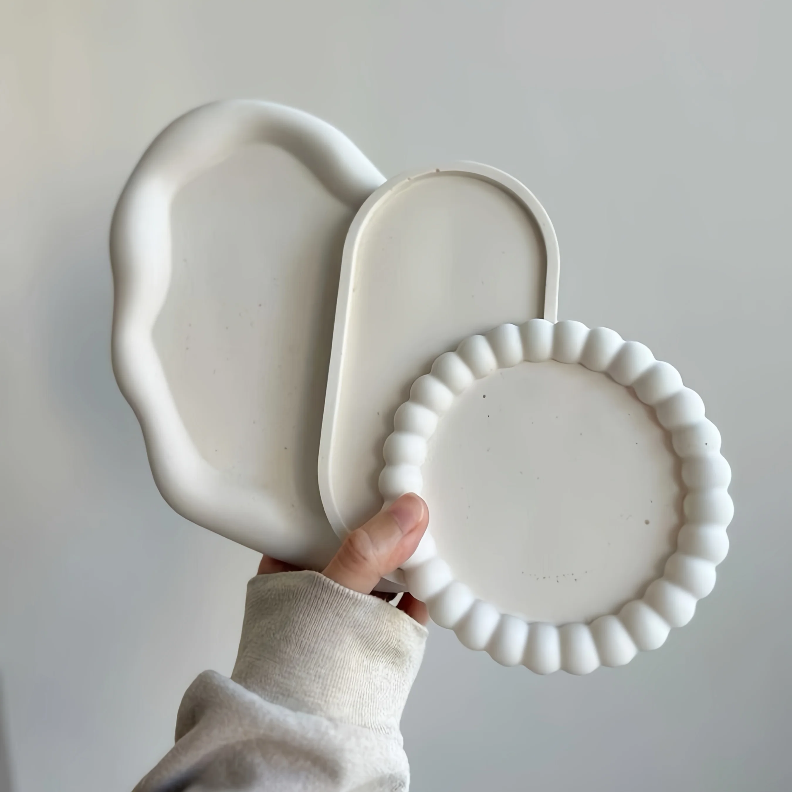 3-Piece Silicone Tray Mold Set - DIY Silicone Molds for Plaster, Cement, and Resin Casting - Creative Home Decor Crafts
