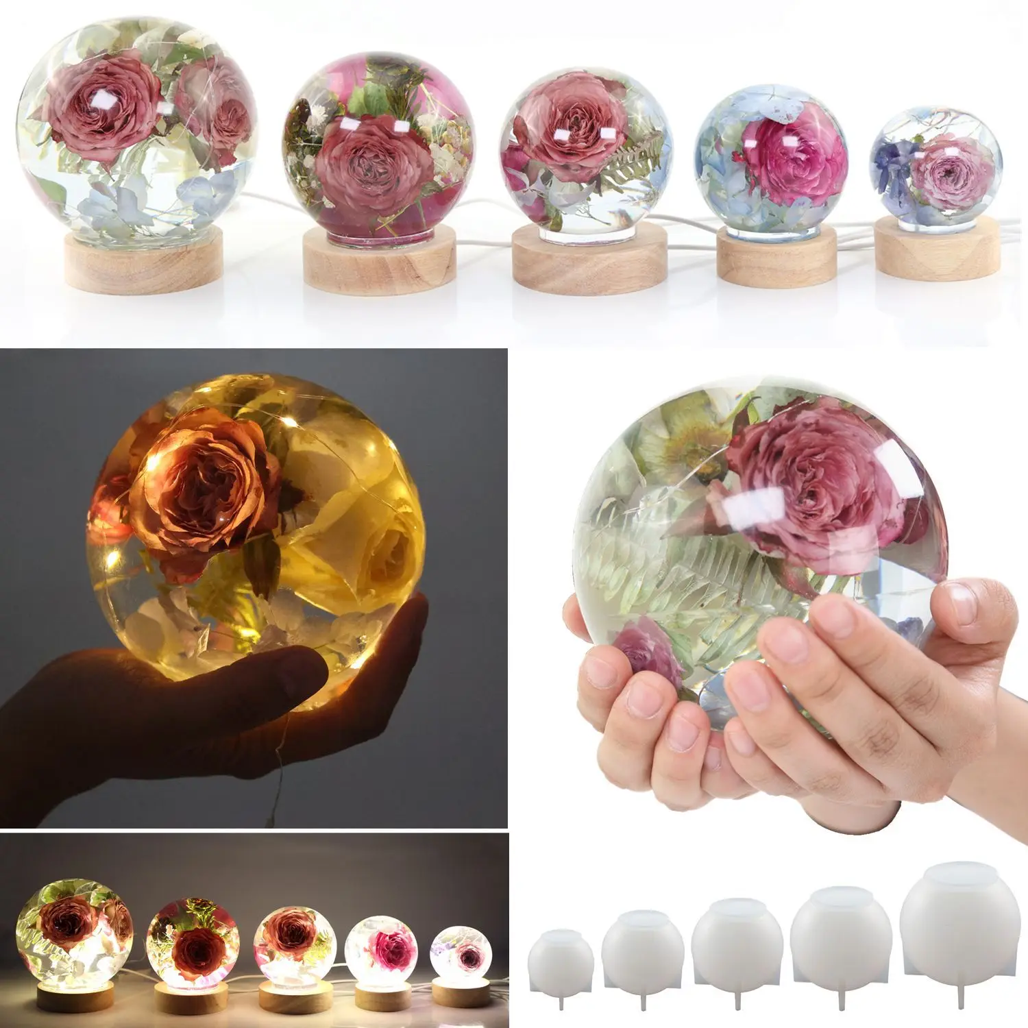 65-120mm Sphere Ball Silicone Mold For Dry Flower Sphere Ball Resin Craft Making DIY Jewelryy Making Casting Epoxy Resin Molds