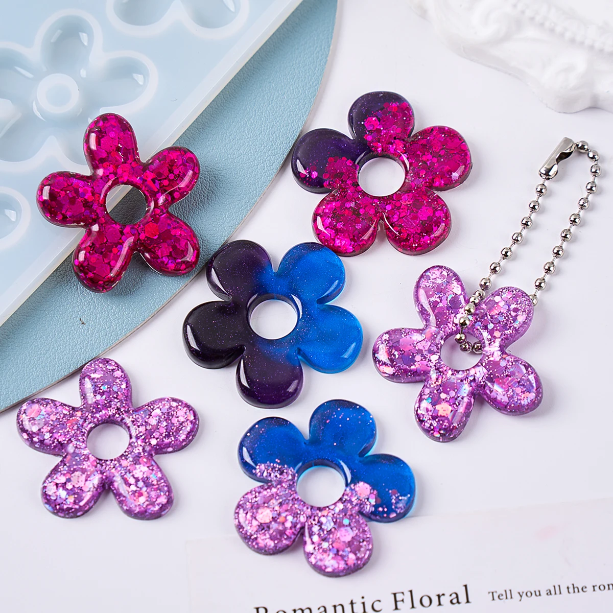 Earring Pendant Epoxy Silicone Mold DIY Handmade Hollow Flower Necklace Keychain Ornaments UV Resin Jewelry Crafts Casting Molds