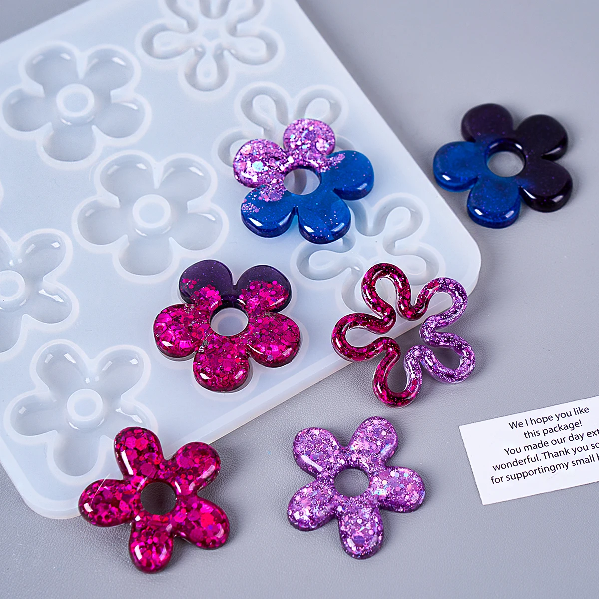 Earring Pendant Epoxy Silicone Mold DIY Handmade Hollow Flower Necklace Keychain Ornaments UV Resin Jewelry Crafts Casting Molds
