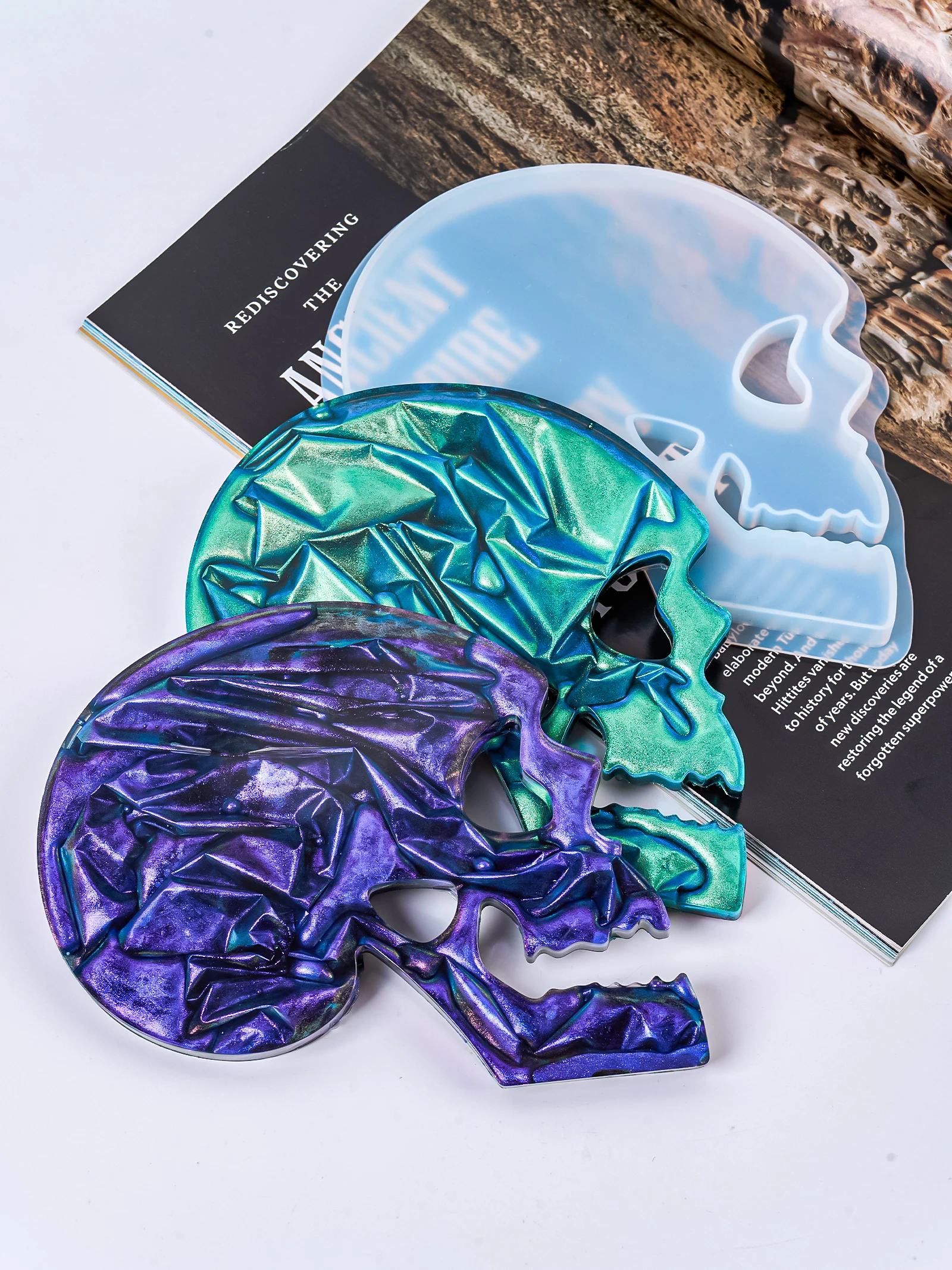 DIY Halloween Skull Coaster Resin Silicone Mold Party Gifts Table Ornament Gypsum Concrete Mould Storage Tray Casting Home Decor