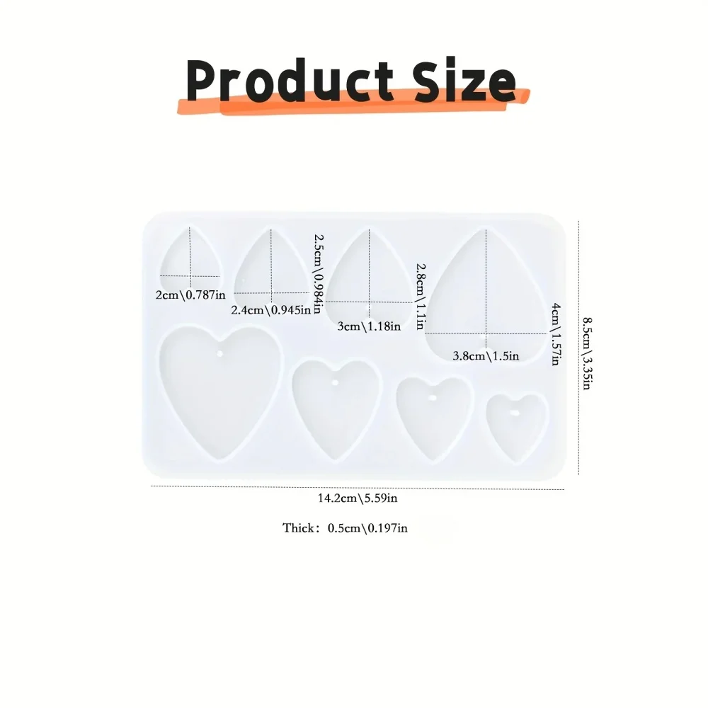 8-Hole Heart-Shaped Silicone Mold with Rounded Edges for Easy Demolding DIY Resin Plaster Heart Tag Mold for Making Earrings, Keychains, Name Tags, Decorative Pendants, Handmade Casting Molds for Resin, Aromatherapy Plaster, Handmade Earrings, Key Hangers, Car Hanging Ornaments