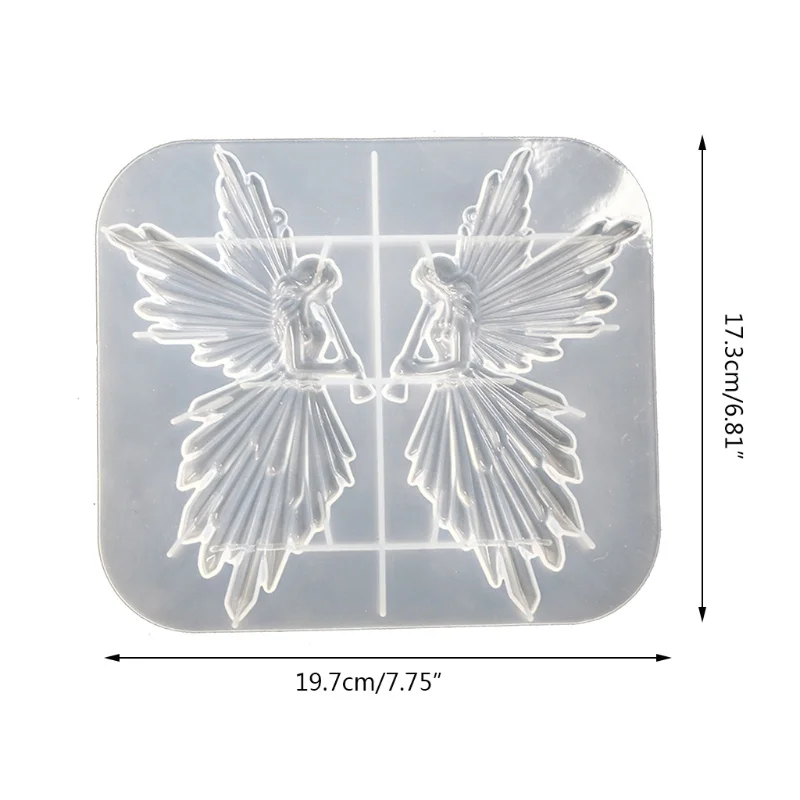 1pc Crystal Epoxy Resin Mold Girl with Flute Angel Mirror Shiny Silicone Mould DIY Crafts Decorations Ornaments Casting Tool