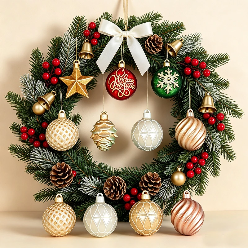 Christmas Ornament Silicone Mold 8-Cavity Xmas Ball Star Snowflake Pinecone Pendant DIY Christmas Tree Hanging Decor Resin Mold