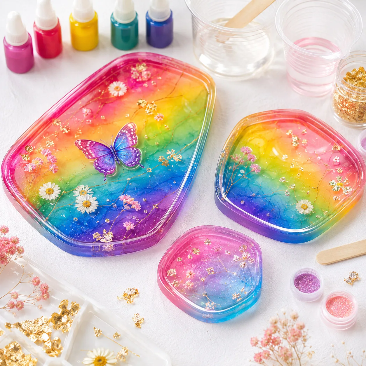 3Pcs Irregular Silicone Tray Molds Epoxy Resin Casting Mould DIY Jewelry Coaster Storage Plate Craft Supplies