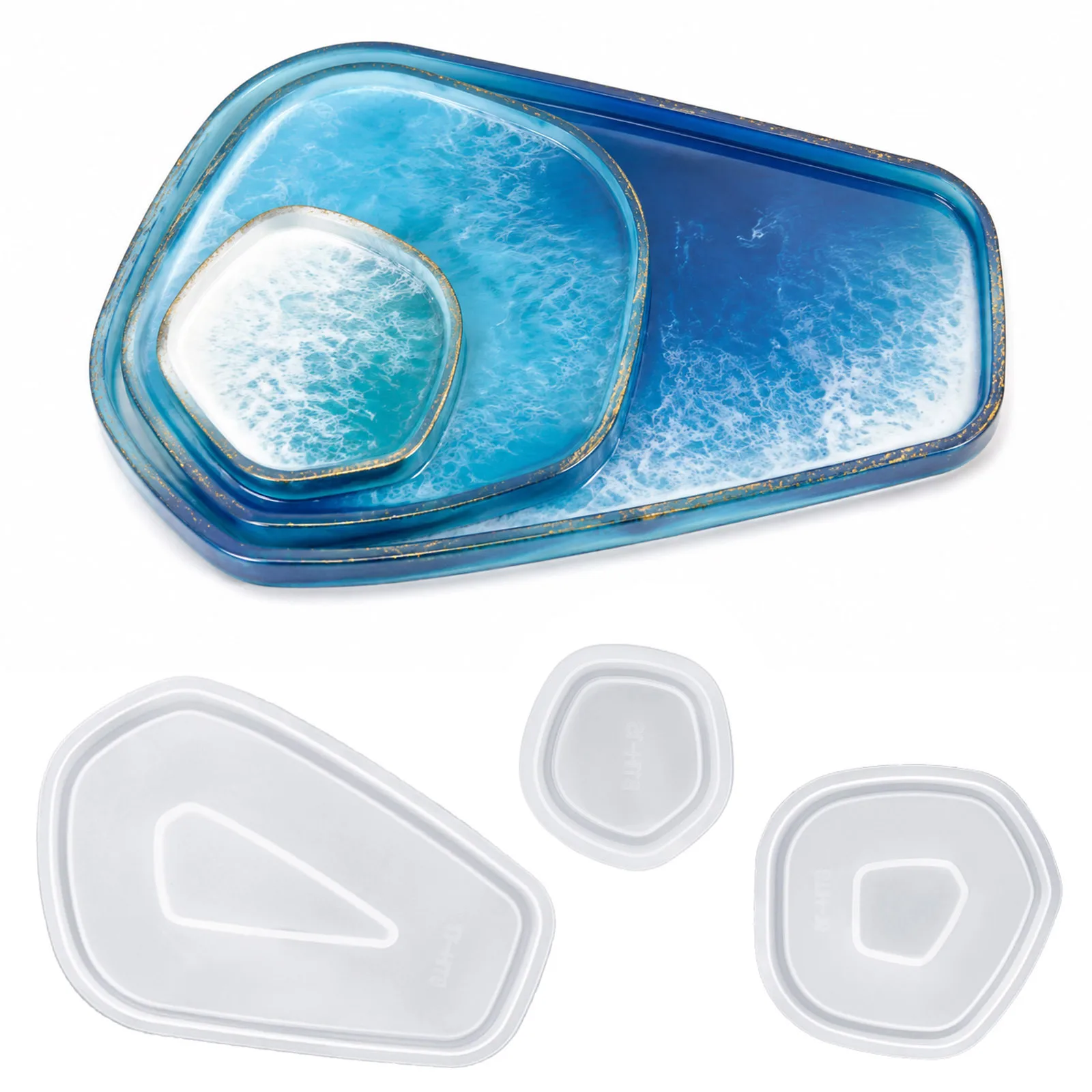3Pcs Irregular Silicone Tray Molds Epoxy Resin Casting Mould DIY Jewelry Coaster Storage Plate Craft Supplies