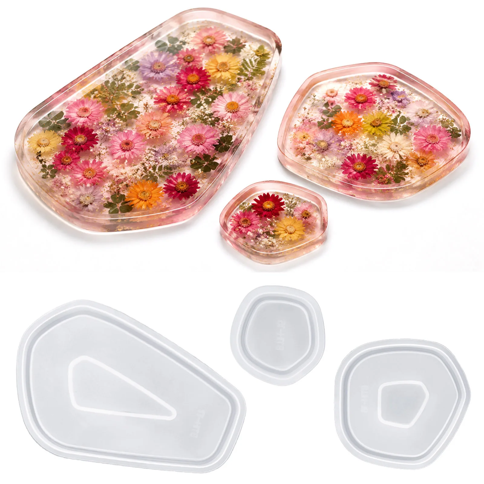 3Pcs Irregular Silicone Tray Molds Epoxy Resin Casting Mould DIY Jewelry Coaster Storage Plate Craft Supplies