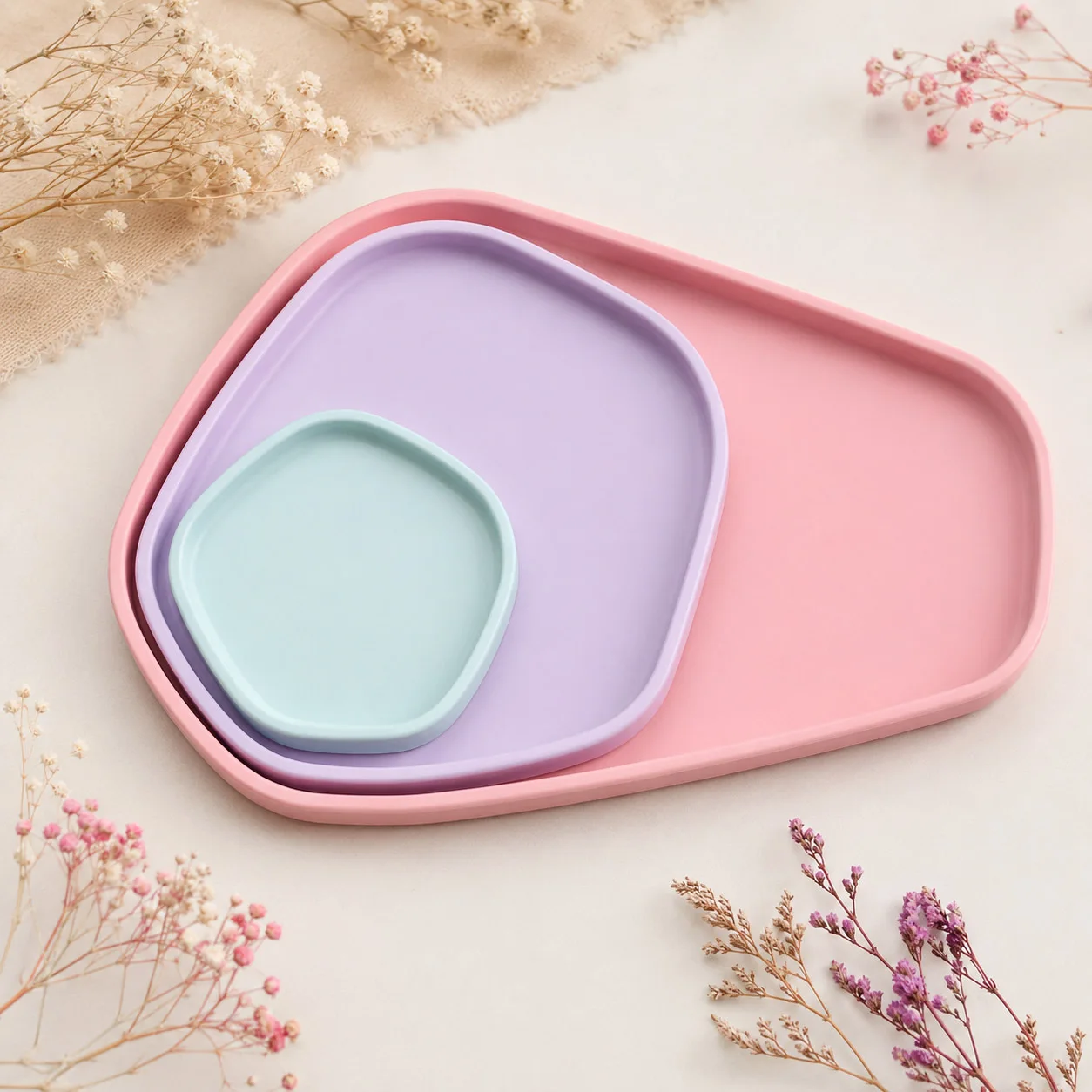 3Pcs Irregular Silicone Tray Molds Epoxy Resin Casting Mould DIY Jewelry Coaster Storage Plate Craft Supplies