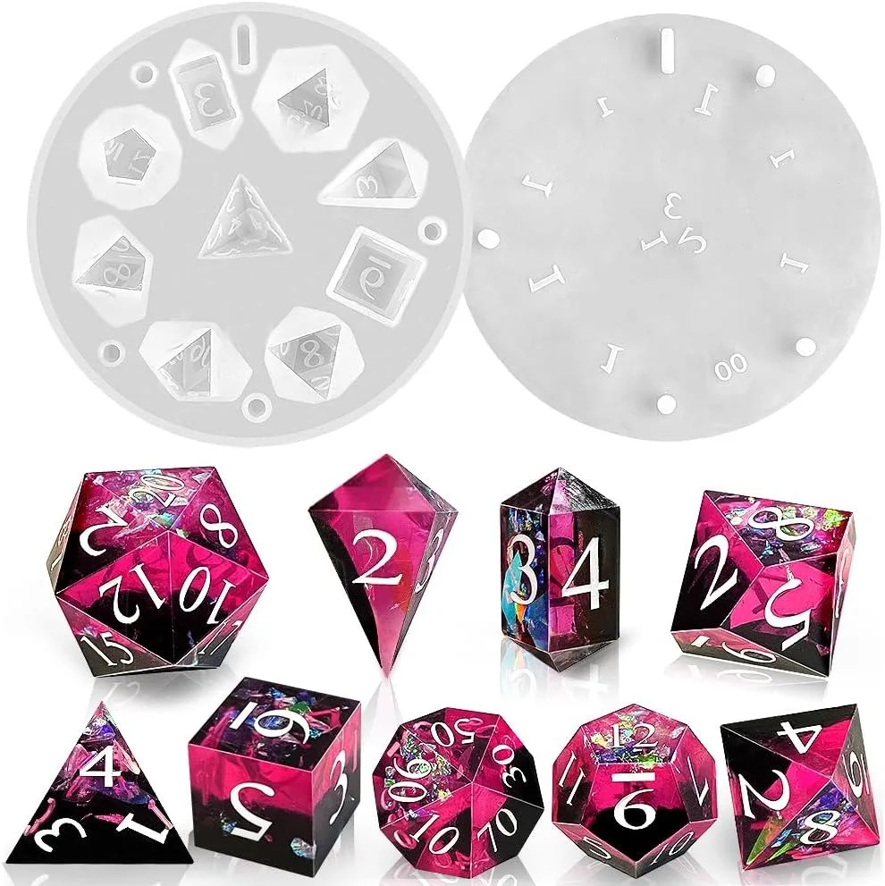 DIY DND Sharp Edge Dice Silicone Mold for 9Pcs Resin Dice Mold