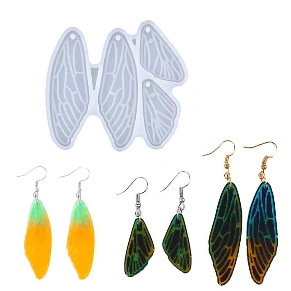 1pc Drip glue wing shaped silicone mold, used for epoxy resin casting DIY keychain pendant earrings jewelry