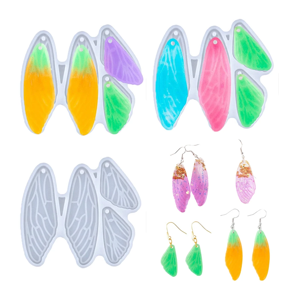 1pc Drip glue wing shaped silicone mold, used for epoxy resin casting DIY keychain pendant earrings jewelry