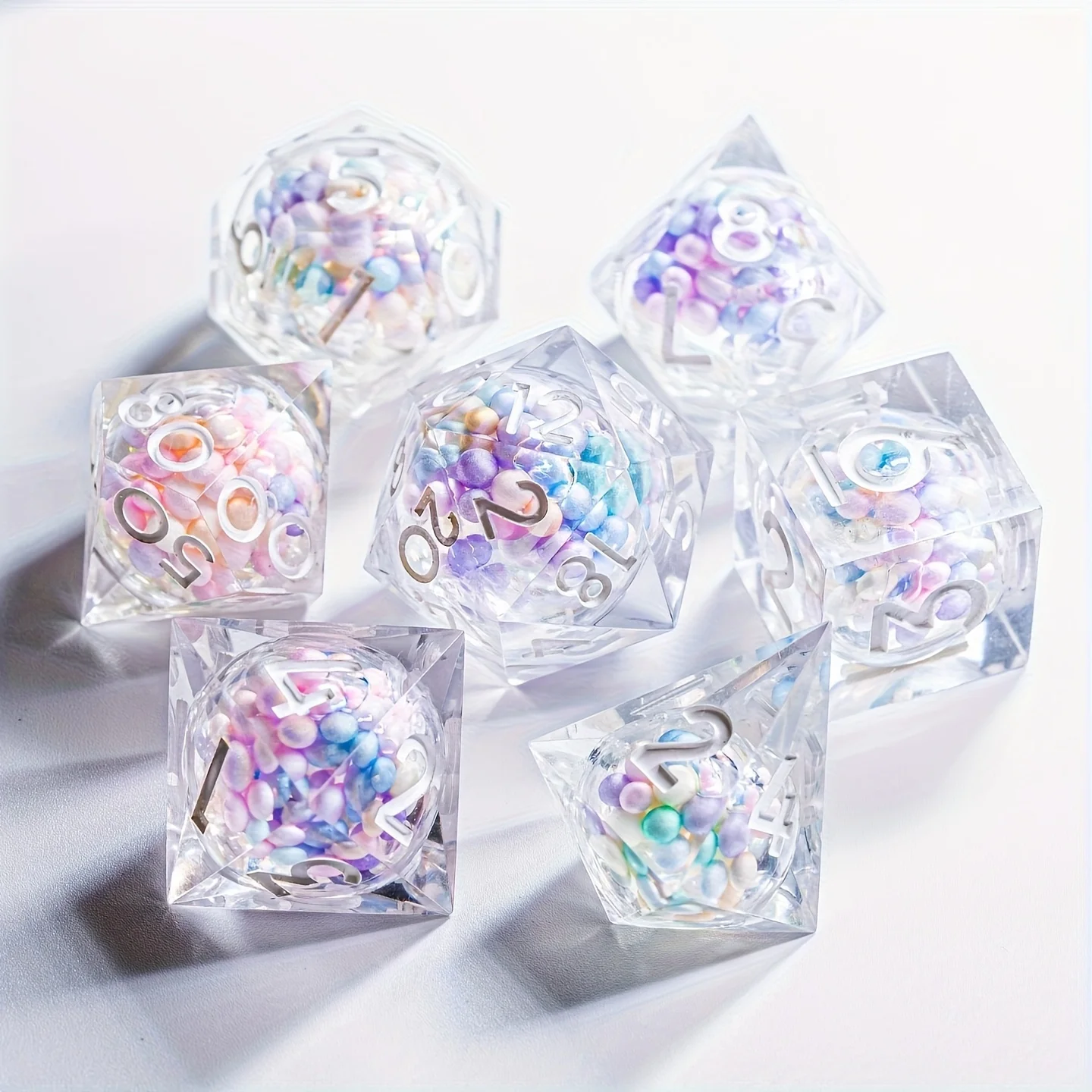 1 set of 7-shaped dice moulds Seamless 3D octahedron silicone moulds Suitable for resin and epoxy casting Handmade crafting