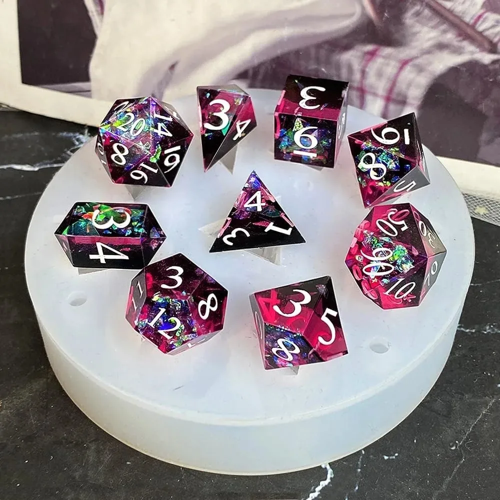 DIY DND Sharp Edge Dice Silicone Mold for 9 Pieces Resin Dice Mold