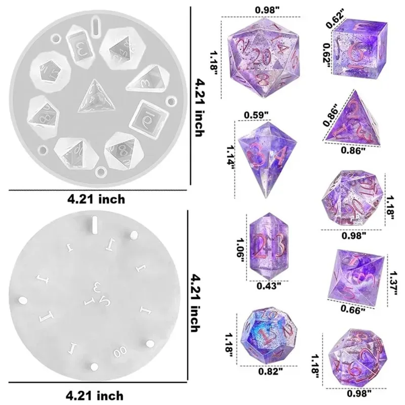 DIY DND Sharp Edge Dice Silicone Mold for 9 Pieces Resin Dice Mold