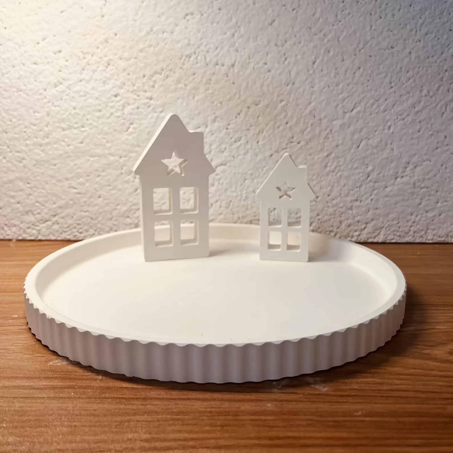 1pc Striped Round Tray Decorative Storage Tray Planter Base Silicone Mold For Resin Plaster Ornament Concrete Silicone Mold