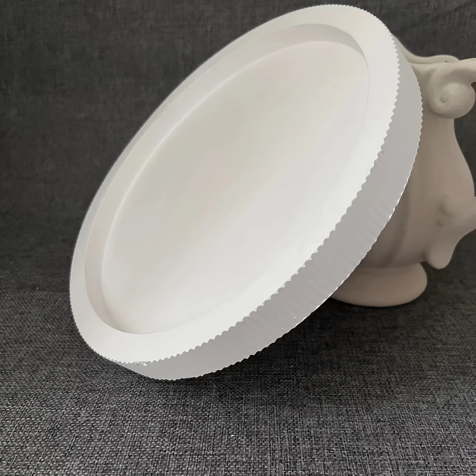 1pc Striped Round Tray Decorative Storage Tray Planter Base Silicone Mold For Resin Plaster Ornament Concrete Silicone Mold