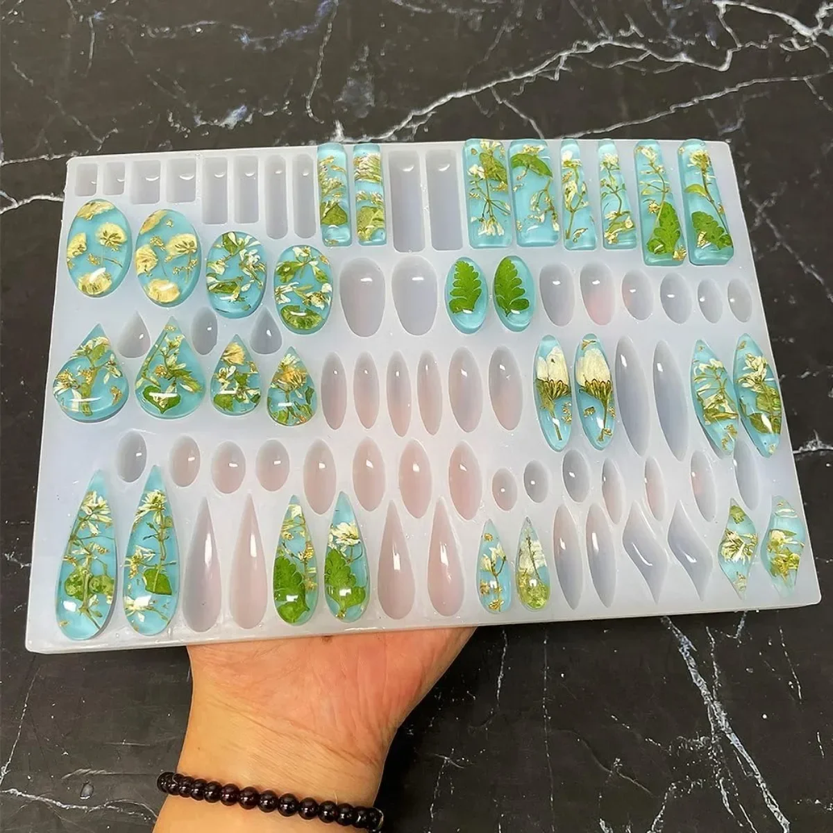 Stud Earrings Silicone Mold with 41 Paired Shapes, Rectangle Teardrop Dangle UV Resin Mold, Cabochon Jewelry Making Casting Mold