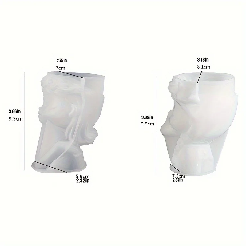 2-Piece Silicone Mould Set for DIY Succulent Concrete Planters, Vases, Plaster Cement Clay Moulds and Candlesticks