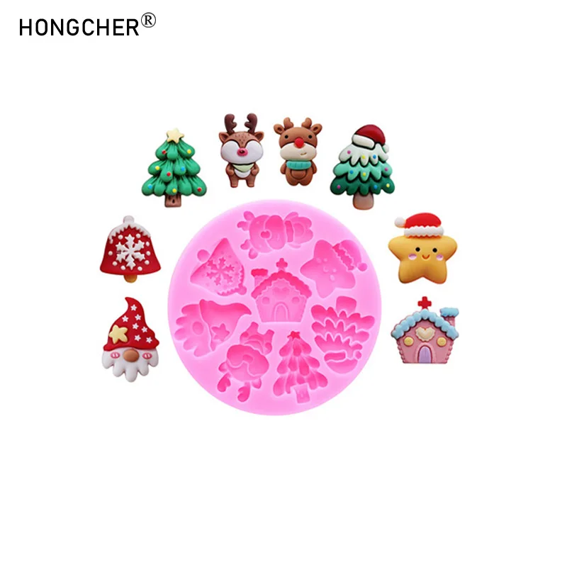 Christmas Series Bells Christmas Tree Snowman Snowhouse Chocolate Cake Silicone Mould DIY Resin Jewellery Accessories Drop Mold