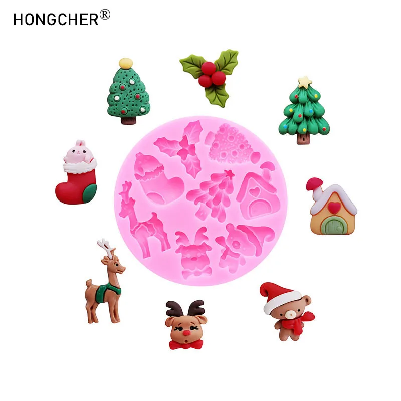 Christmas Series Bells Christmas Tree Snowman Snowhouse Chocolate Cake Silicone Mould DIY Resin Jewellery Accessories Drop Mold