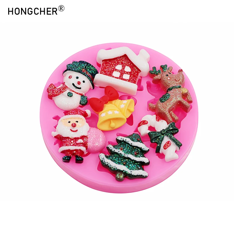 Christmas Series Bells Christmas Tree Snowman Snowhouse Chocolate Cake Silicone Mould DIY Resin Jewellery Accessories Drop Mold