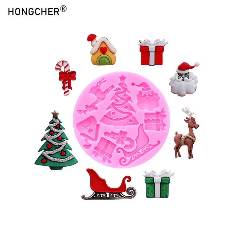 Christmas Series Bells Christmas Tree Snowman Snowhouse Chocolate Cake Silicone Mould DIY Resin Jewellery Accessories Drop Mold