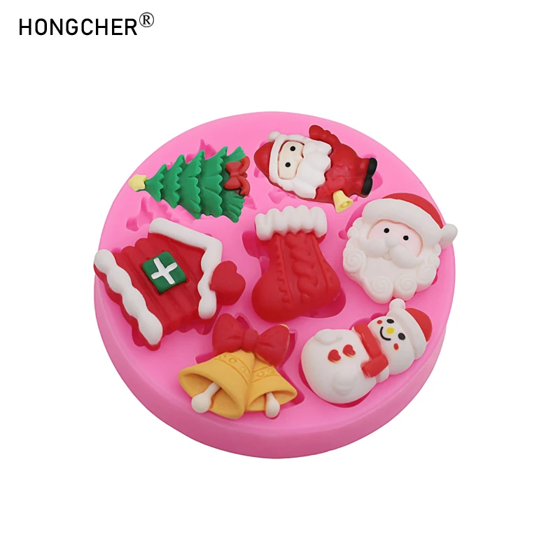Christmas Series Bells Christmas Tree Snowman Snowhouse Chocolate Cake Silicone Mould DIY Resin Jewellery Accessories Drop Mold