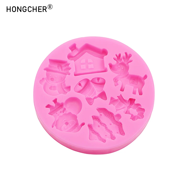 Christmas Series Bells Christmas Tree Snowman Snowhouse Chocolate Cake Silicone Mould DIY Resin Jewellery Accessories Drop Mold
