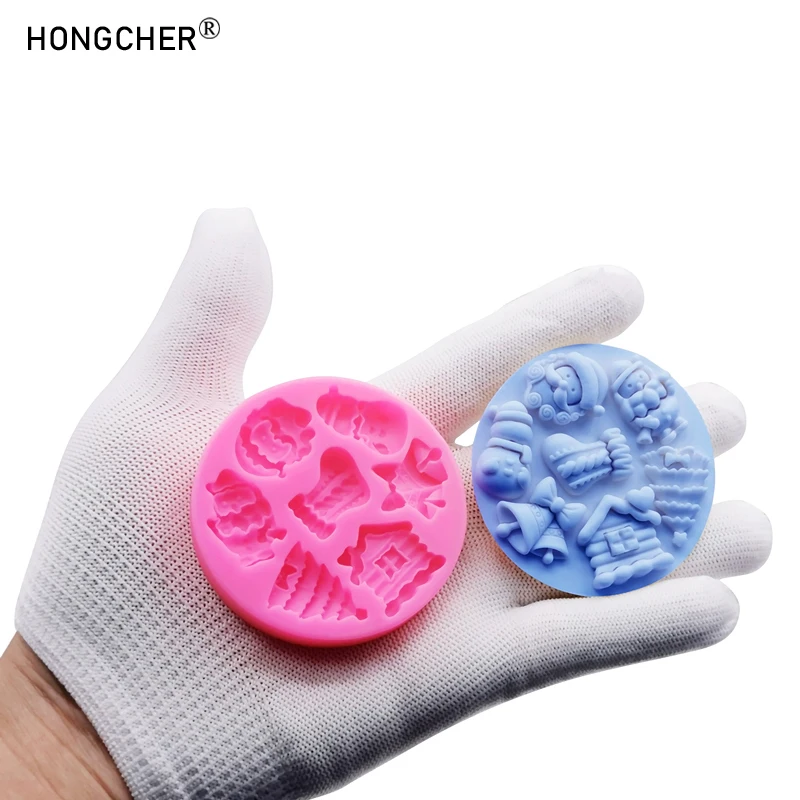 Christmas Series Bells Christmas Tree Snowman Snowhouse Chocolate Cake Silicone Mould DIY Resin Jewellery Accessories Drop Mold