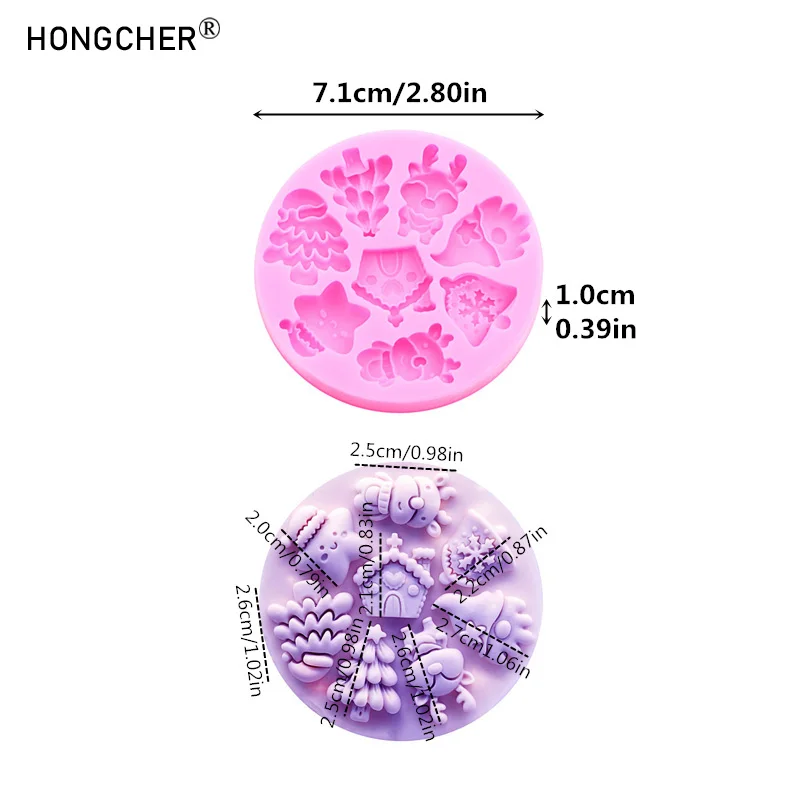 Christmas Series Bells Christmas Tree Snowman Snowhouse Chocolate Cake Silicone Mould DIY Resin Jewellery Accessories Drop Mold