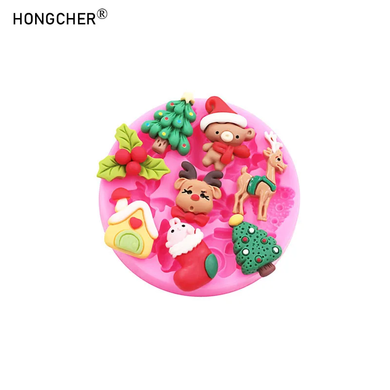Christmas Series Bells Christmas Tree Snowman Snowhouse Chocolate Cake Silicone Mould DIY Resin Jewellery Accessories Drop Mold