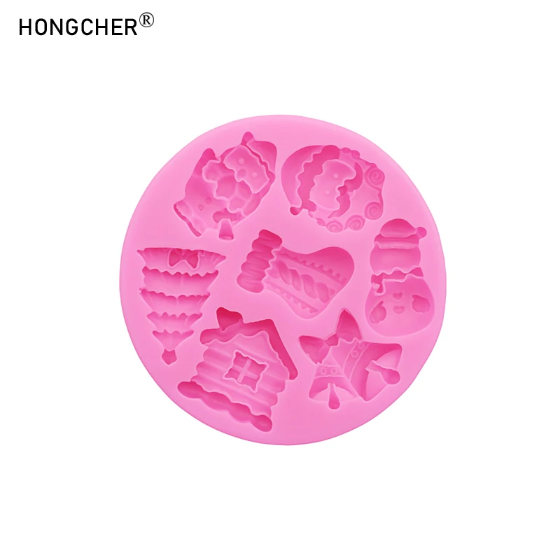 Christmas Series Bells Christmas Tree Snowman Snowhouse Chocolate Cake Silicone Mould DIY Resin Jewellery Accessories Drop Mold