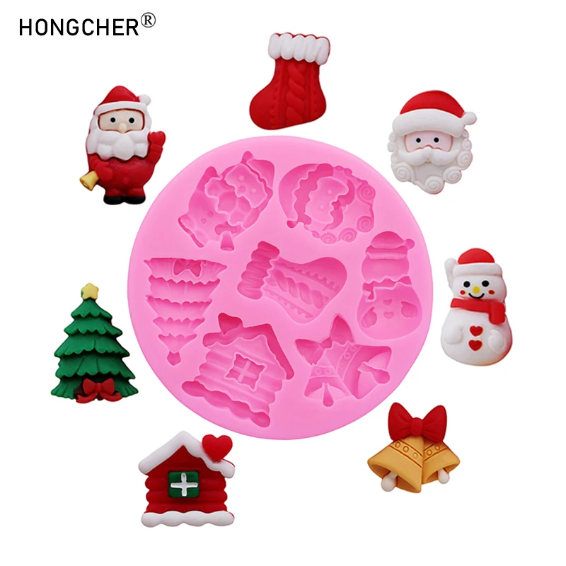 Christmas Series Bells Christmas Tree Snowman Snowhouse Chocolate Cake Silicone Mould DIY Resin Jewellery Accessories Drop Mold