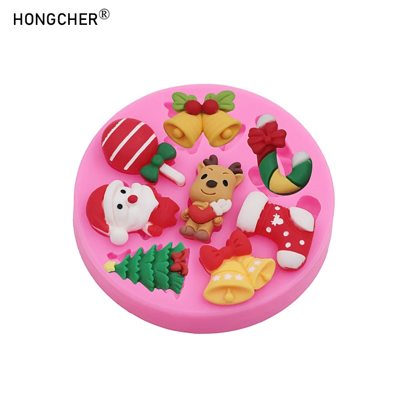 Christmas Series Bells Christmas Tree Snowman Snowhouse Chocolate Cake Silicone Mould DIY Resin Jewellery Accessories Drop Mold