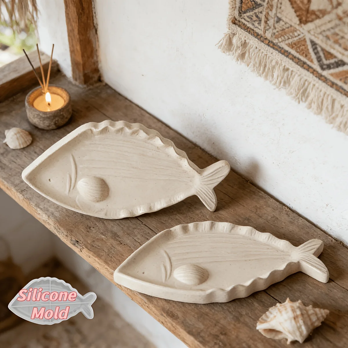 1/2pcs Reusable Silicone Mold Suitable for DIY Fish Trays, Resin Drip Crafts & Candle Holders,Carp Dish Mold with Fish-Shaped