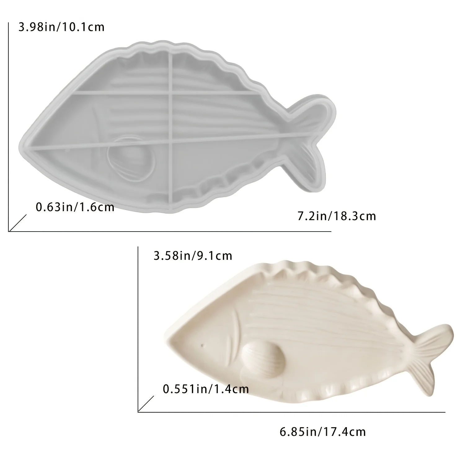 1/2pcs Reusable Silicone Mold Suitable for DIY Fish Trays, Resin Drip Crafts & Candle Holders,Carp Dish Mold with Fish-Shaped