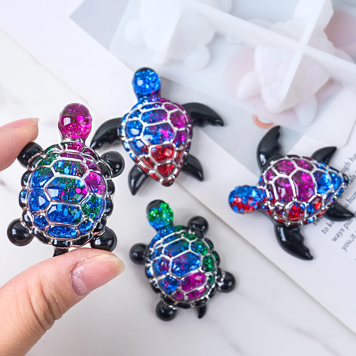 Cute Little Sea Turtle Silicone Mold DIY 3D Tortoise Starfish Seahorse Shell Jewelry Crystal UV Epoxy Resin Mould Plaster Craft